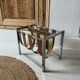 Vintage chrome steel and leather magazine rack – 1970s