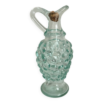Small vintage bubble glass pitcher with cork stopper