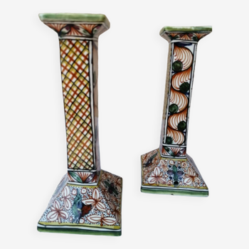 Paire de chandeliers porcelaine peint main Portugal