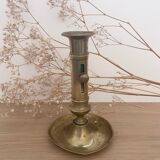 Brass candle holder with push button