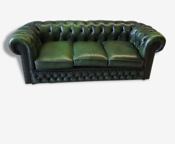 Canapé Chesterfield vintage vert / Vintage Chesterfield green Sofa | Selency