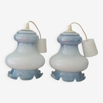 Suspension duo in blue opaline