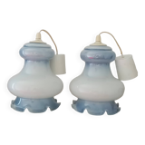 Duo de suspension en opaline bleue