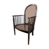 Fauteuil art déco en bois et rotin, années 1920