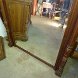 Old very large mirror Henri 2 wooden frame with columns beveled glass