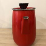 Red enamel coffee maker with filter