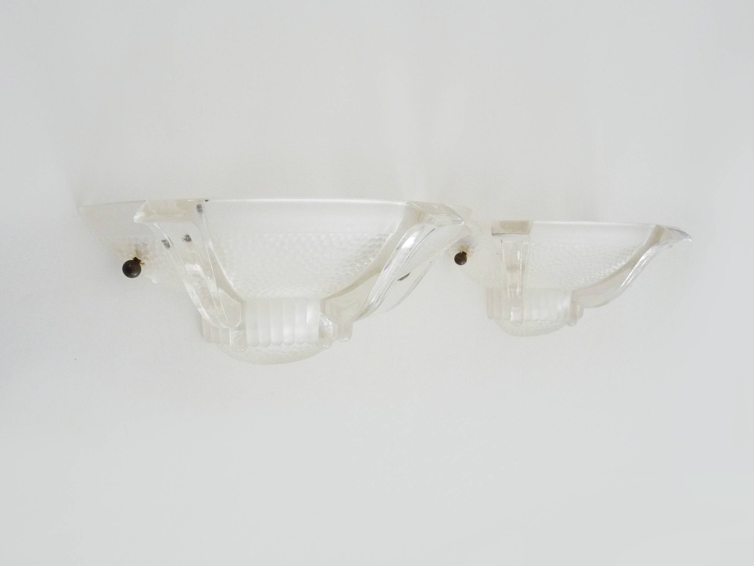 Pair of Ezan style glass wall lights from the 30s and 40s