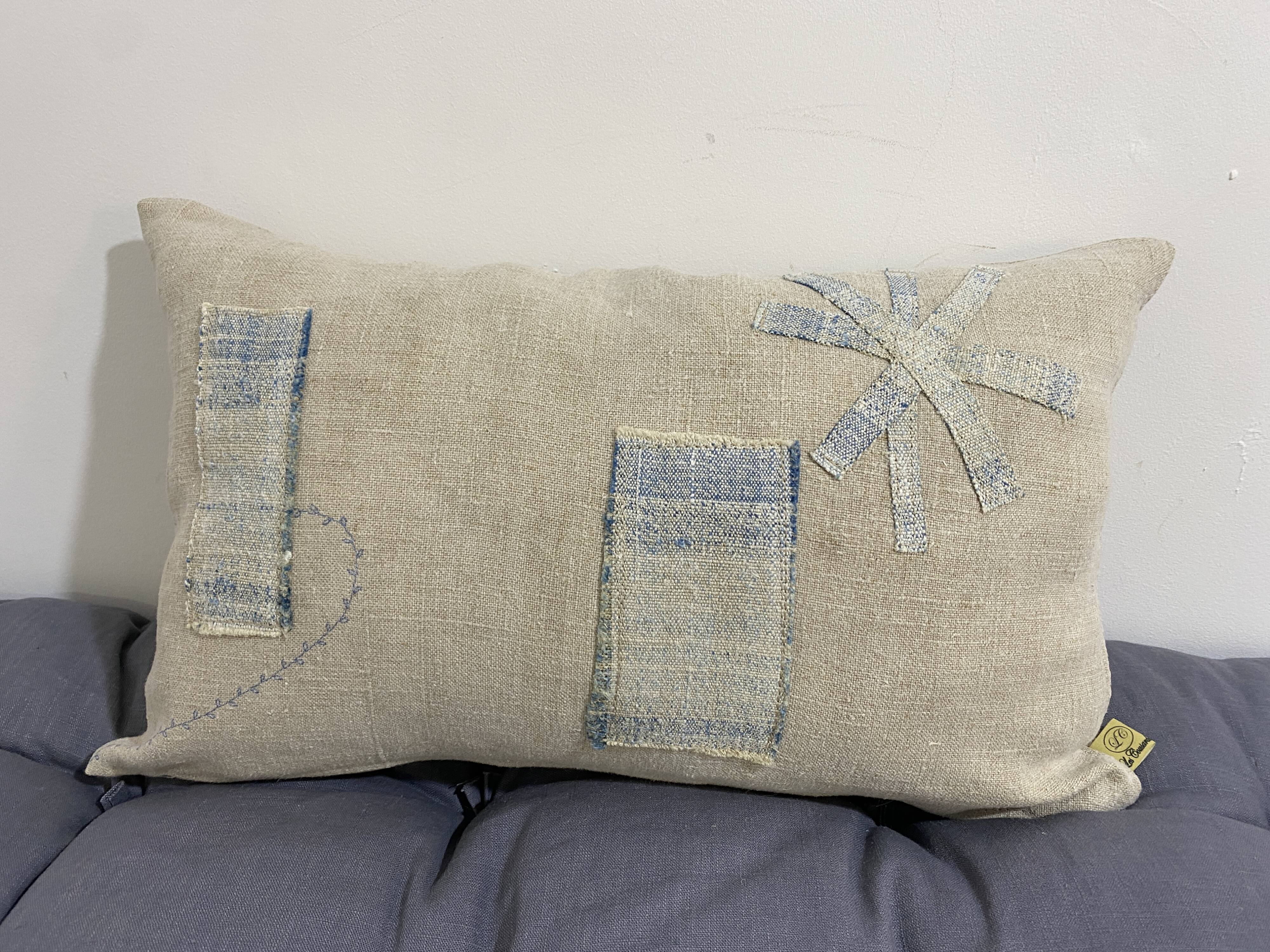 Handmade cushion in vintage fabric, Kilim style - Double-sided