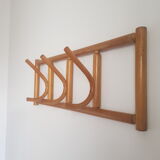 Wooden wall coat rack