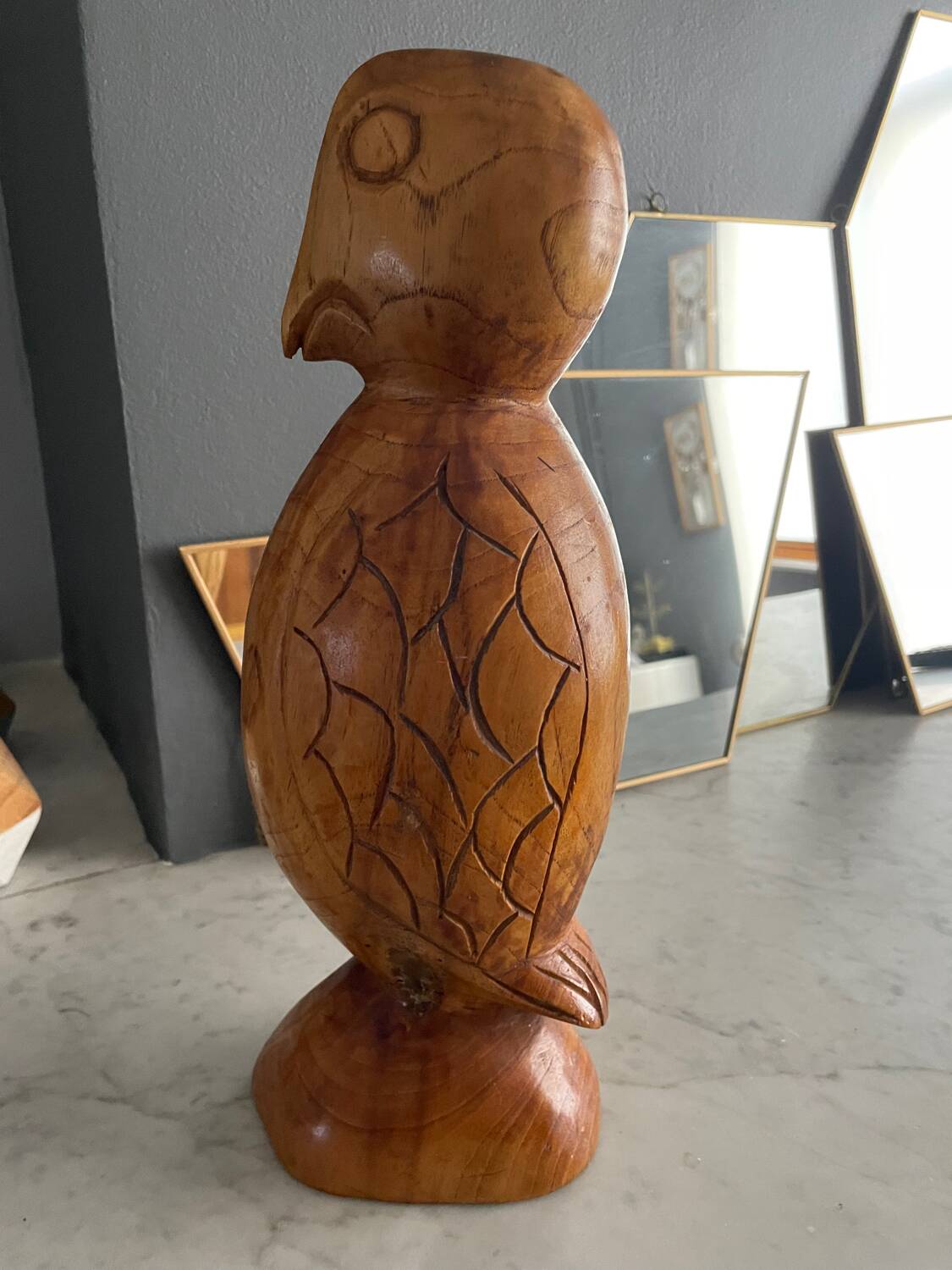Wooden bird sculpture