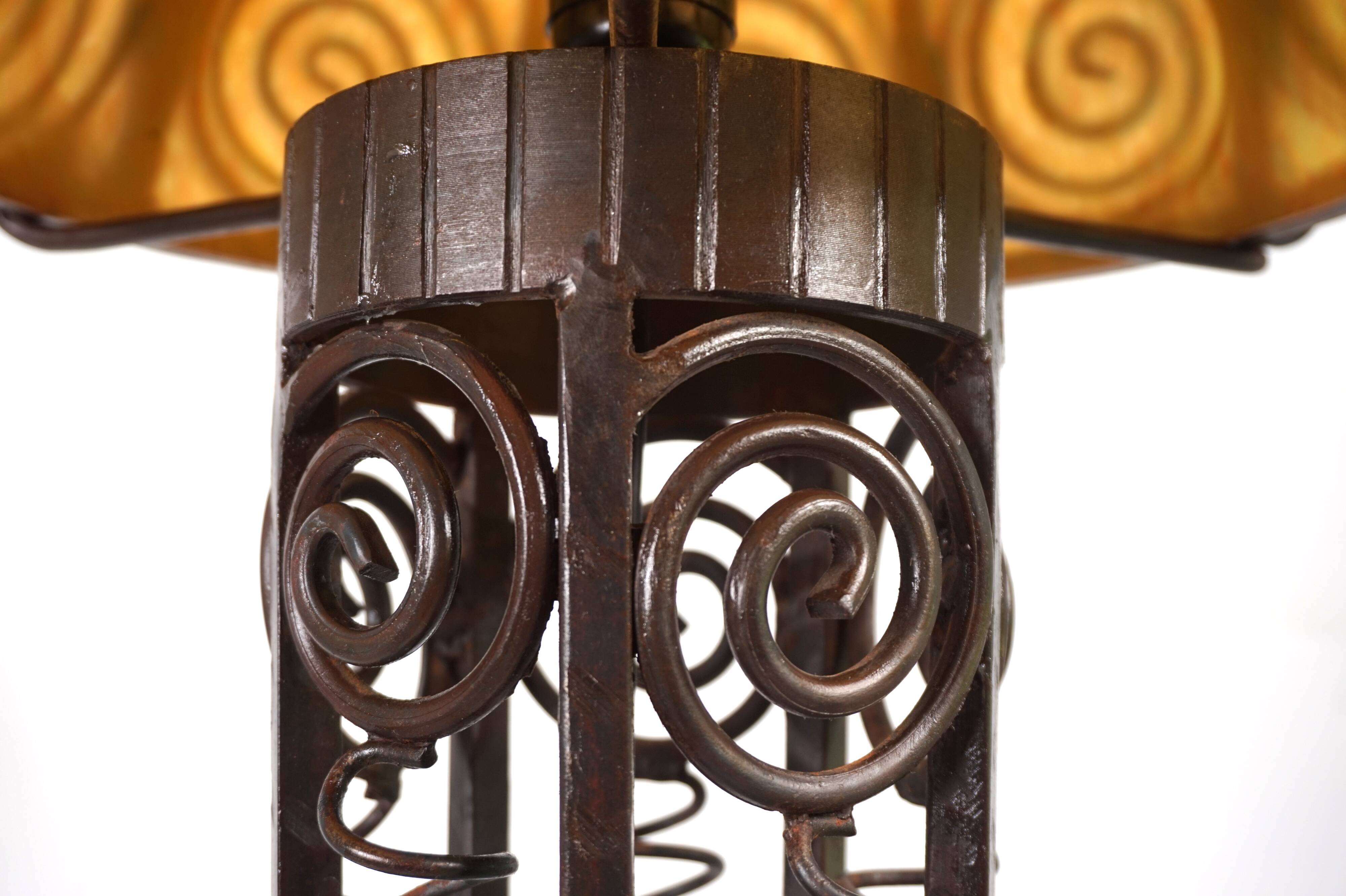 Charles Schneider Art Nouveau wrought iron floor lamp, 1920