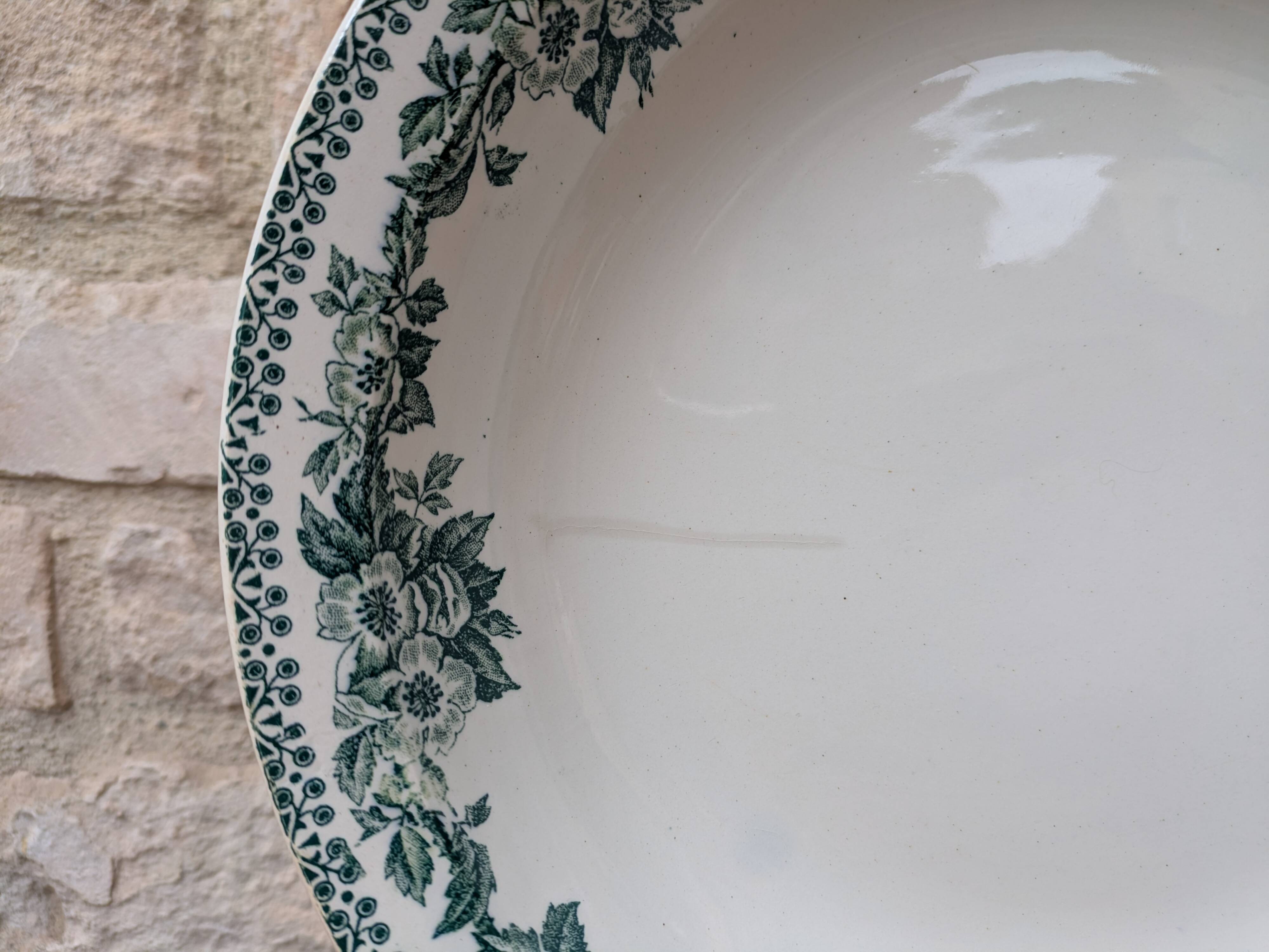 Old hollow round serving dish plate Guadeloupe Saint Amand model