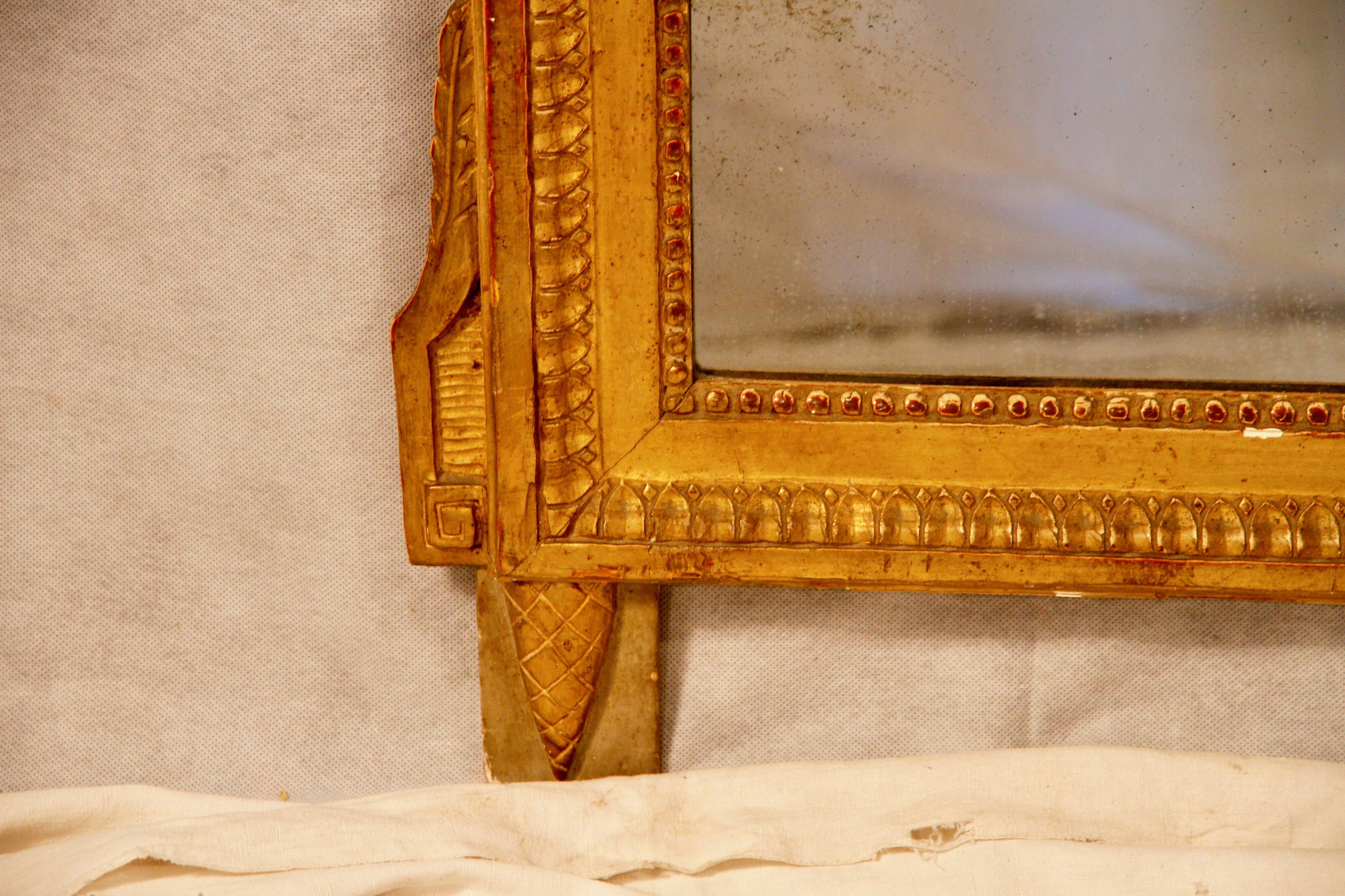 Small mirror wood golden period Louis XVI 90x52cm