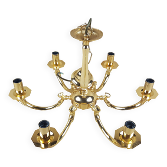 Golden chandelier with 6 lights / branches bulbs e14 electrified light fixture gold ceiling lamp pendant lamp
