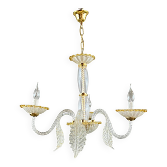 Lustre en verre de Murano à trois bras de lumière, XXe siècle