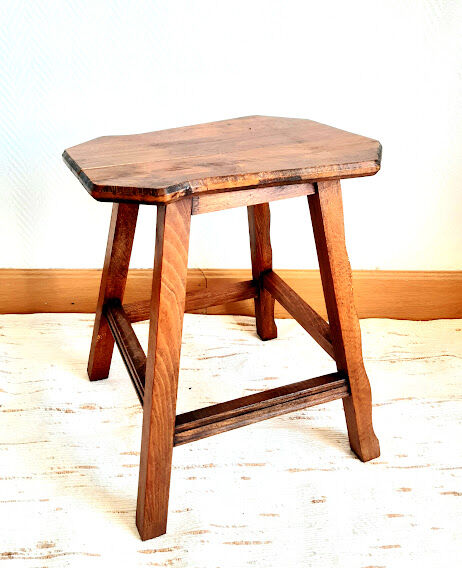 Brutalist wooden stool 1950