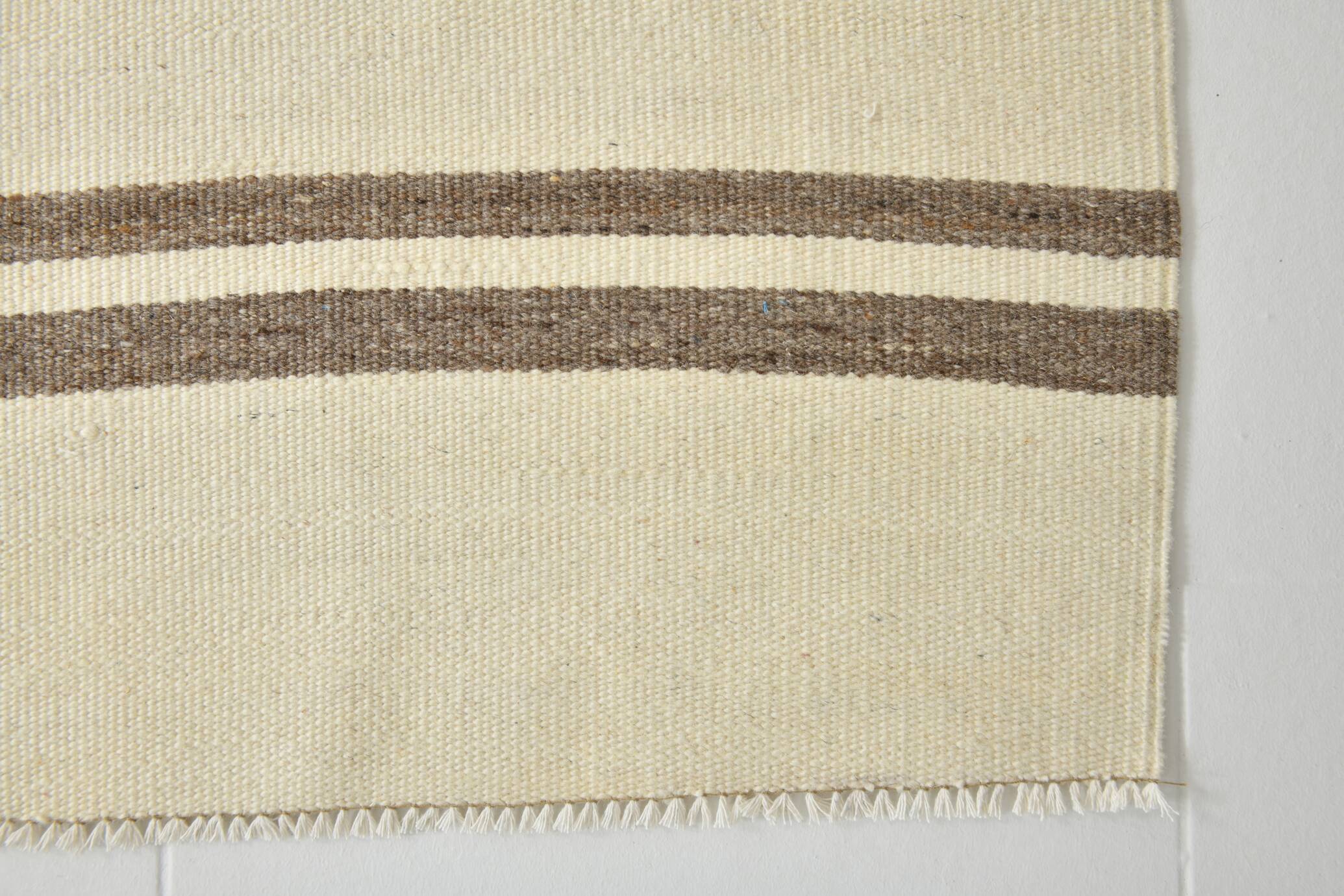 6x9 Cream & Brown Contemporary Vintage Kilim Rug, 184x282Cm