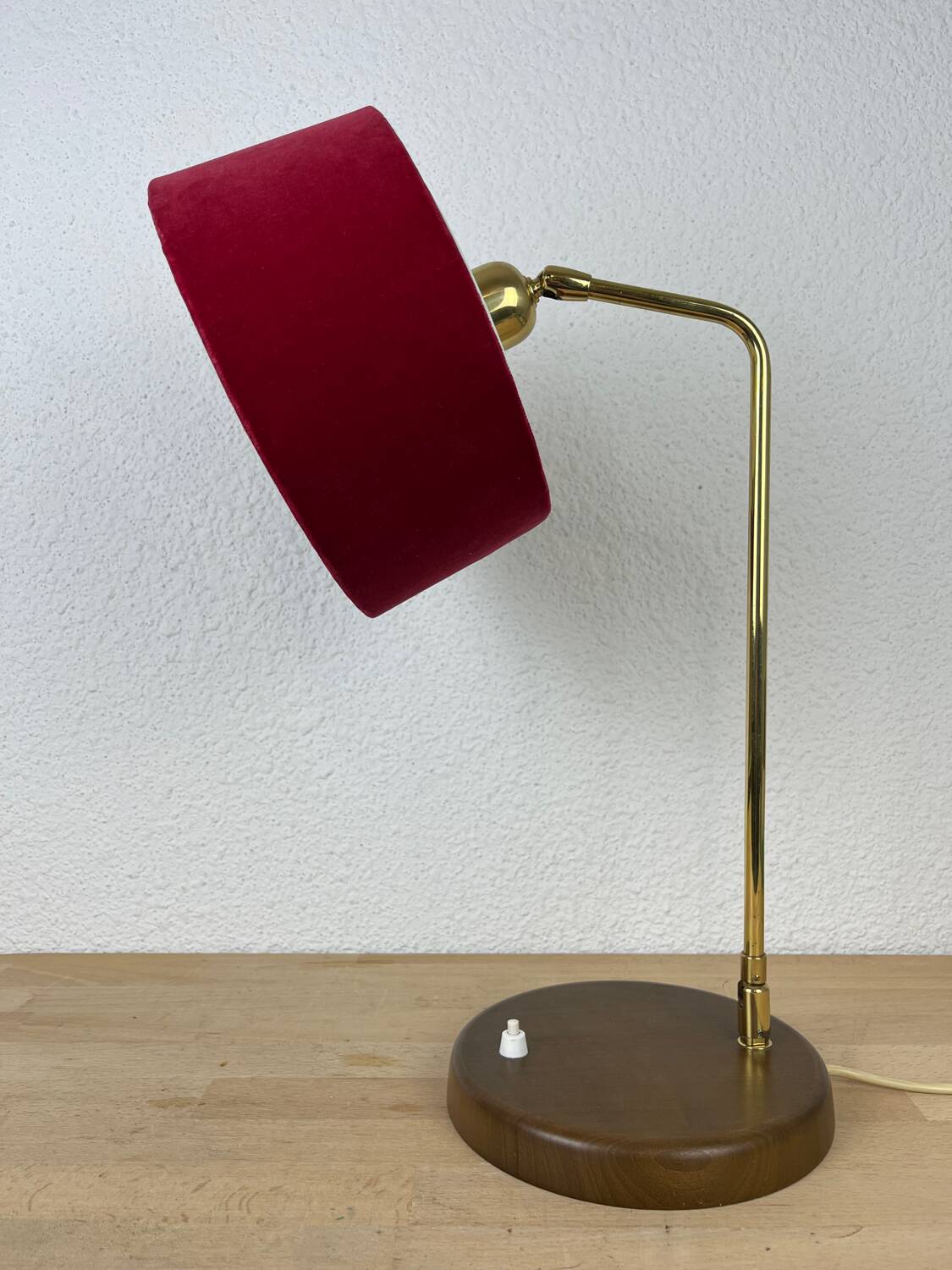 Vintage wood and brass lamp, 1950s