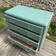 Commode vintage 1960 vert cèdre 4 tiroirs