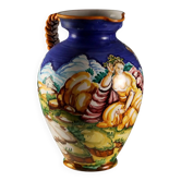 Ancient amphora in majolica, Taccini manufacture, Italy, 20th century.
