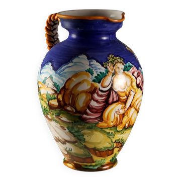 Ancient amphora in majolica, Taccini manufacture, Italy, 20th century.