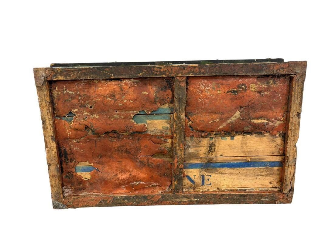 Vintage. XL green metal industrial suitcase / trunk.