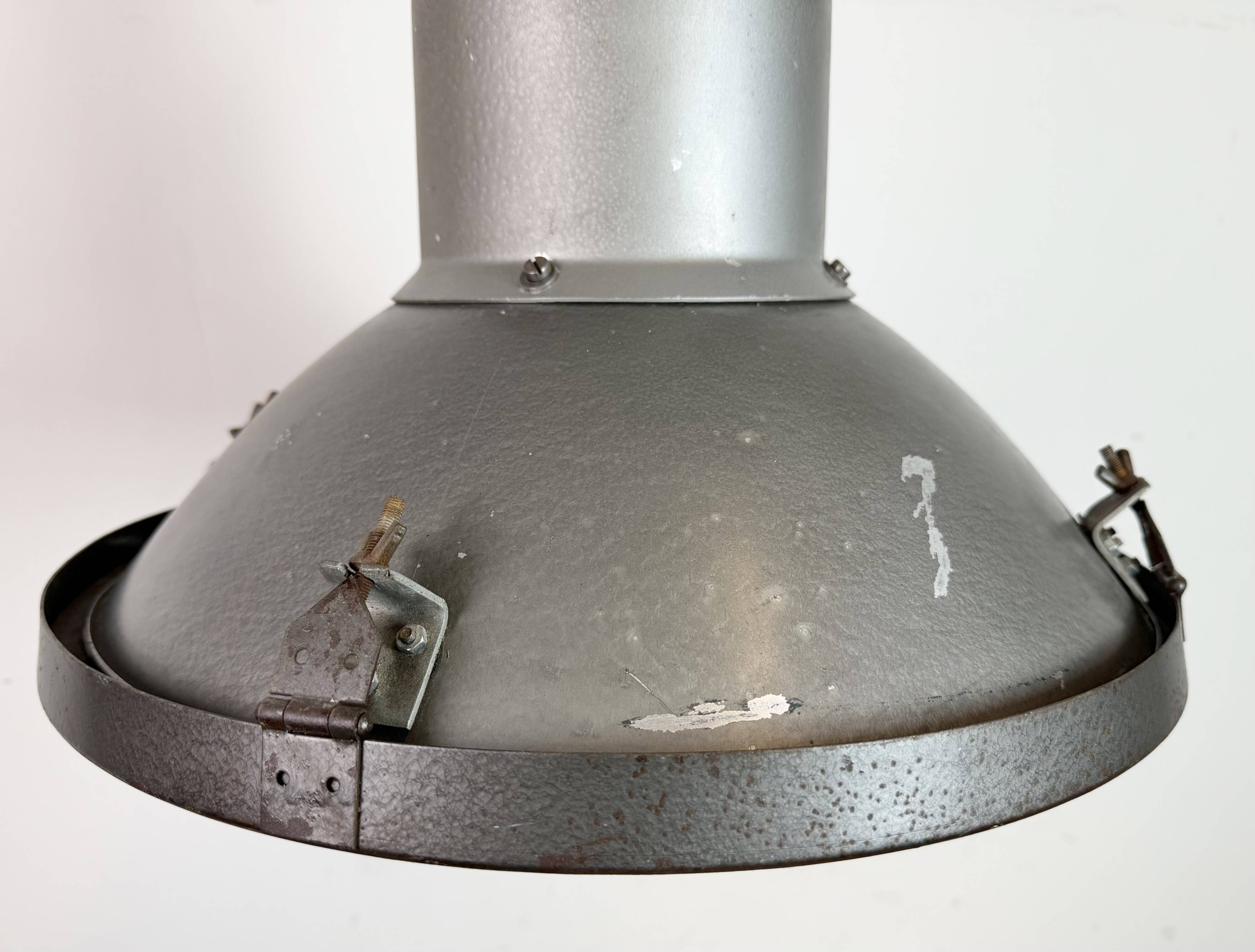 Industrial Grey Hammer Paint Pendant Lamp from Elektrosvit, 1960s