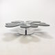 Mid century italian flower table chrome and glass, 1980s