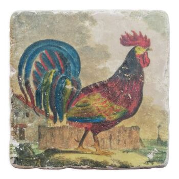 Marble coaster, rooster décor