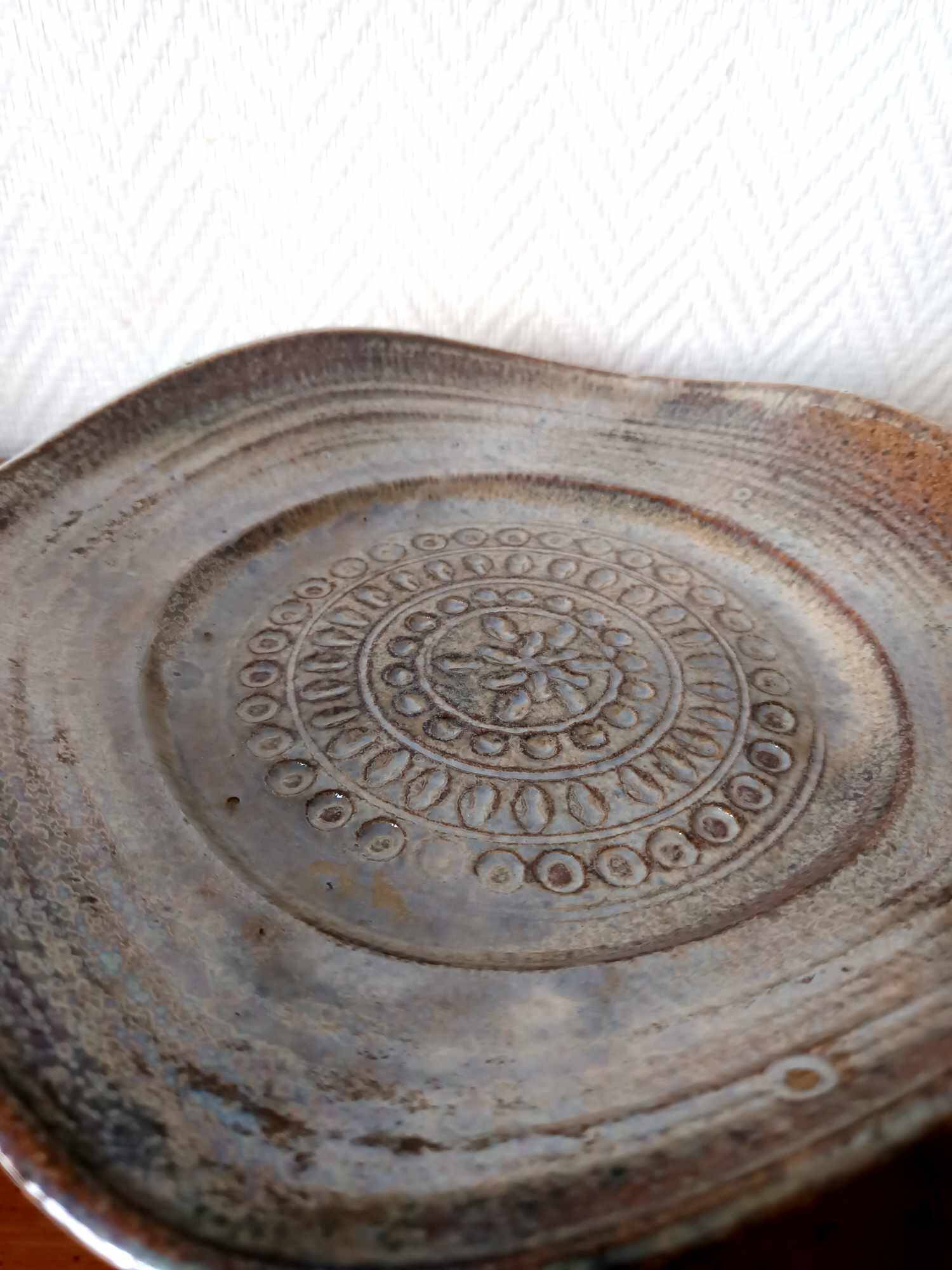 Brutalist stoneware cup 1970 signed Ferrières