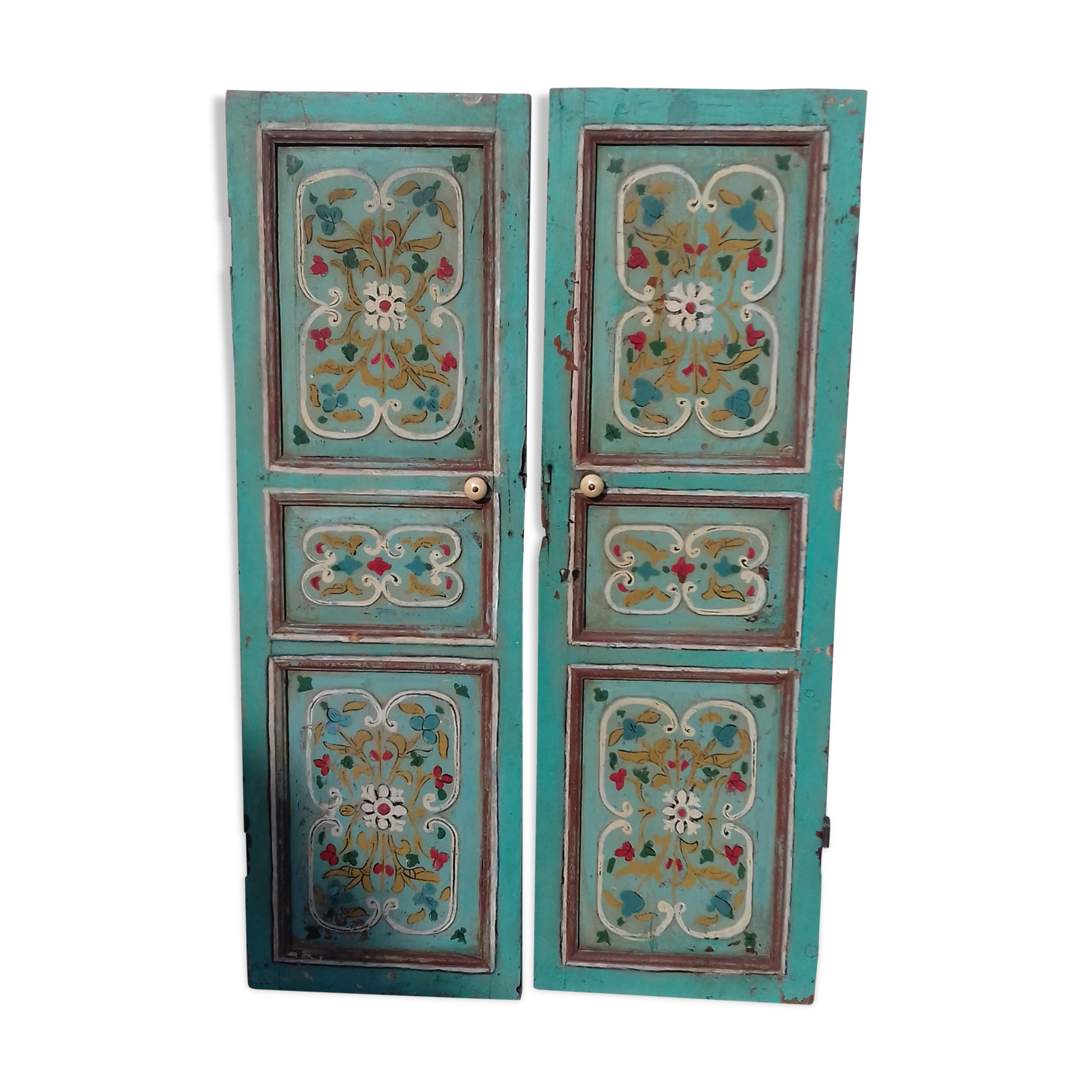 Pair of old painted wooden doors