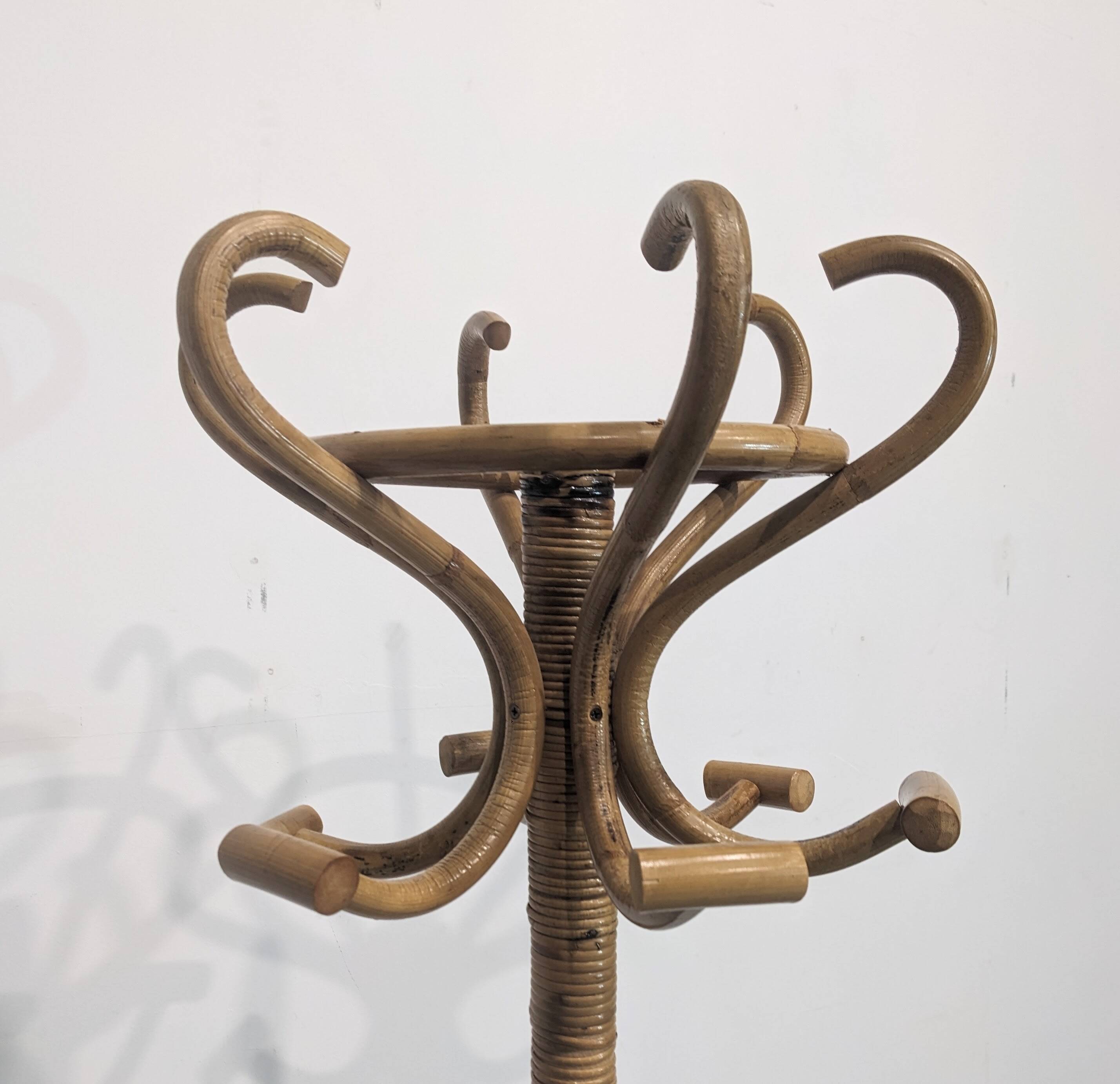 Porte-manteau rotin Boho  1960s