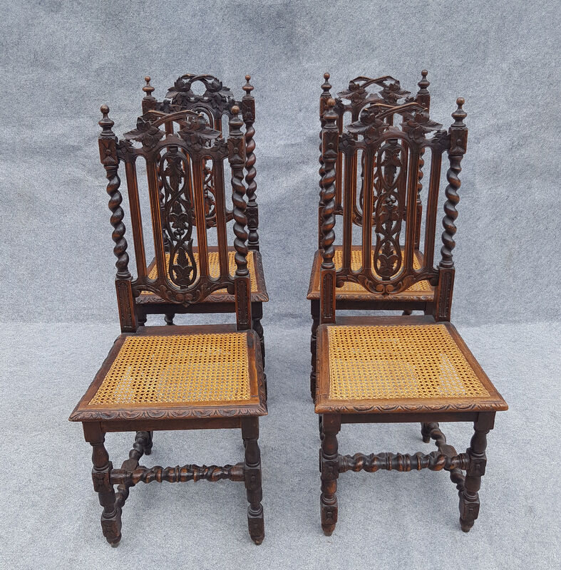 4 Twisted gothic chairs seated
