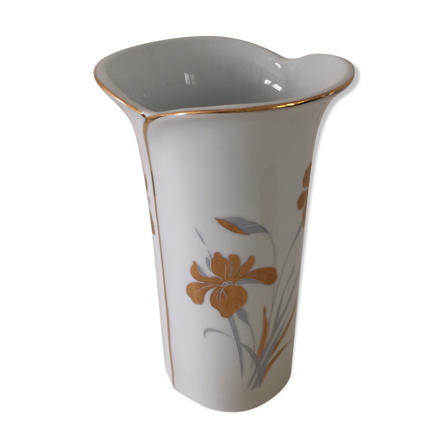 Vase 70s "Royal Porcelain", in ceramic gilded with fine gold