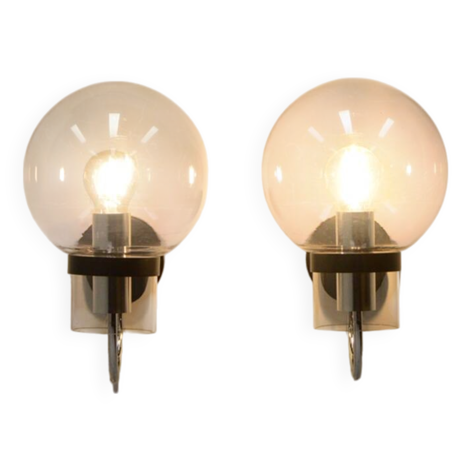 Set of 2 wall lamps by Glashütte Limburg, 1960s Germany.