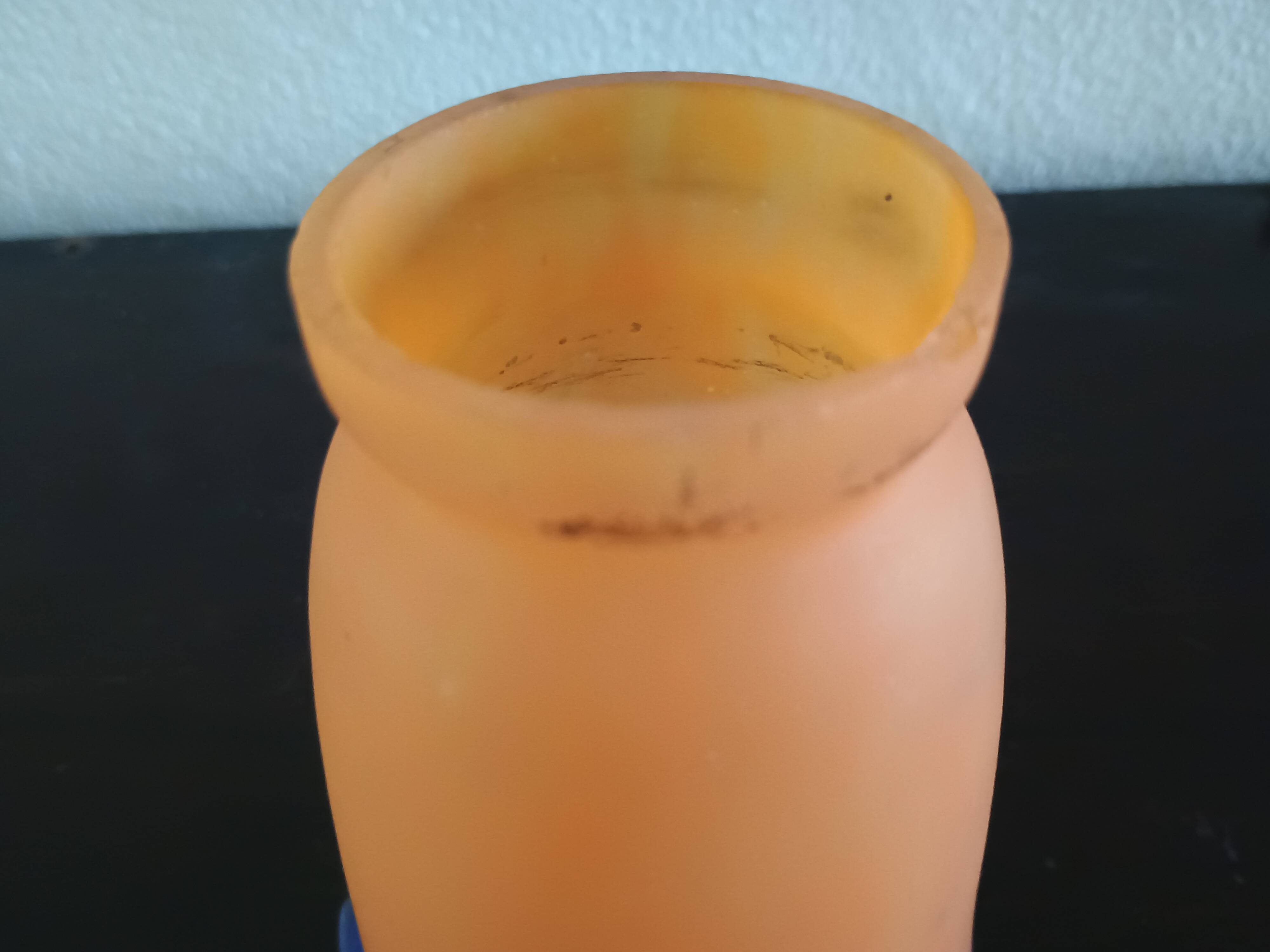 Muller Freres Luneville - Tulip Corolla Orange-Violet Marbled Glass