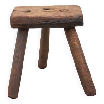 Tripod wooden stool, milking stool, wooden plant holder