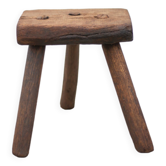 Tabouret bois tripode, tabouret de traite, porte-plante bois