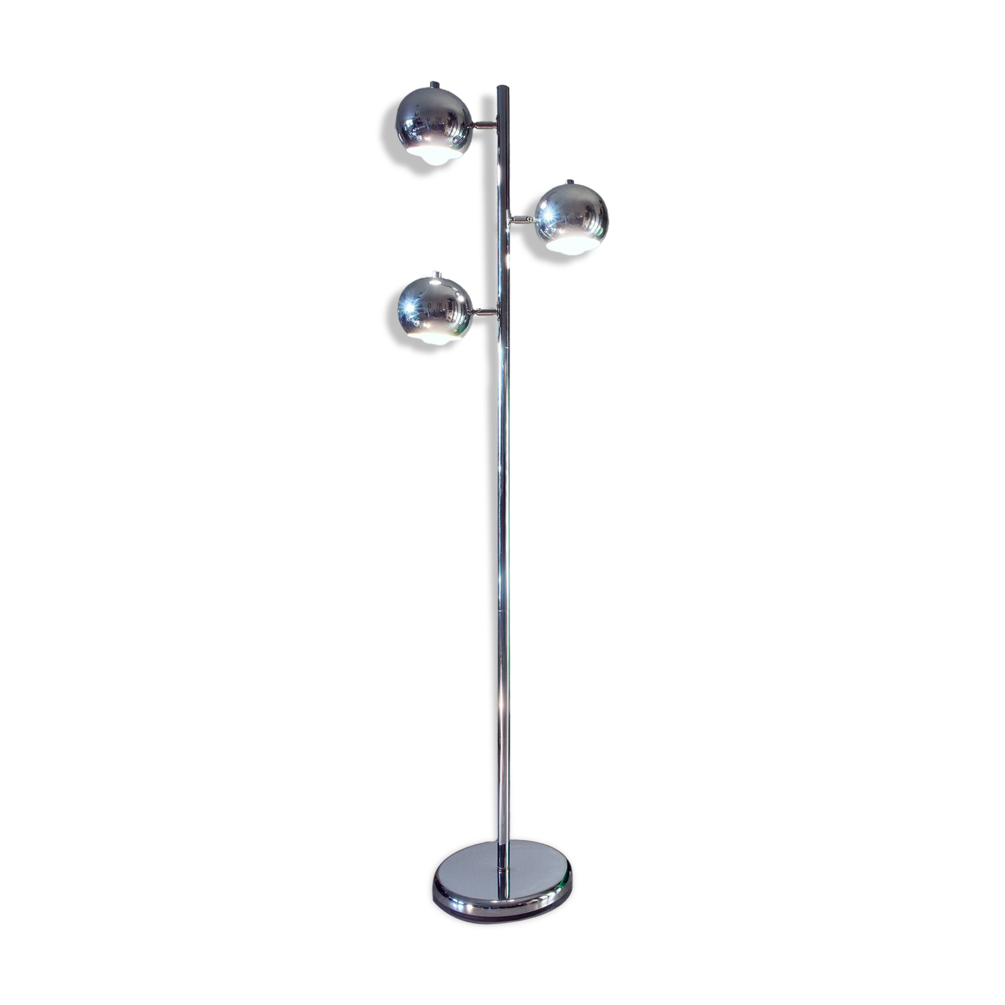 Space age eye ball floor lamp, chrome steel