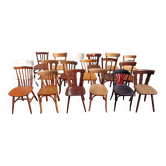 Set of 18 mismatched wooden bistro chairs - vintage