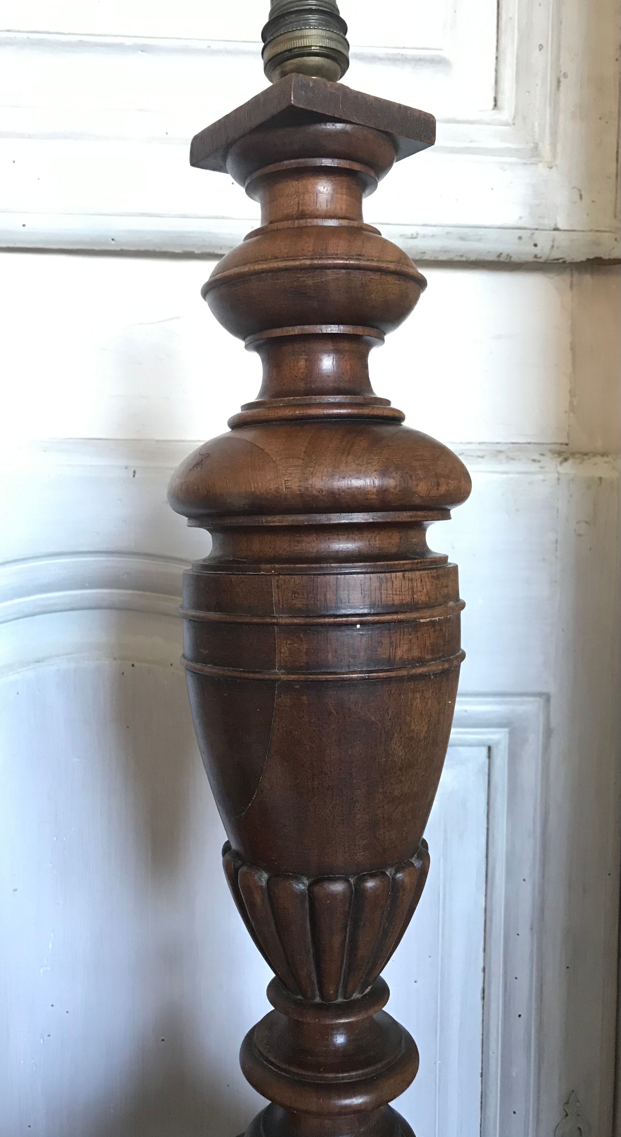Pair of art deco wooden lamps
