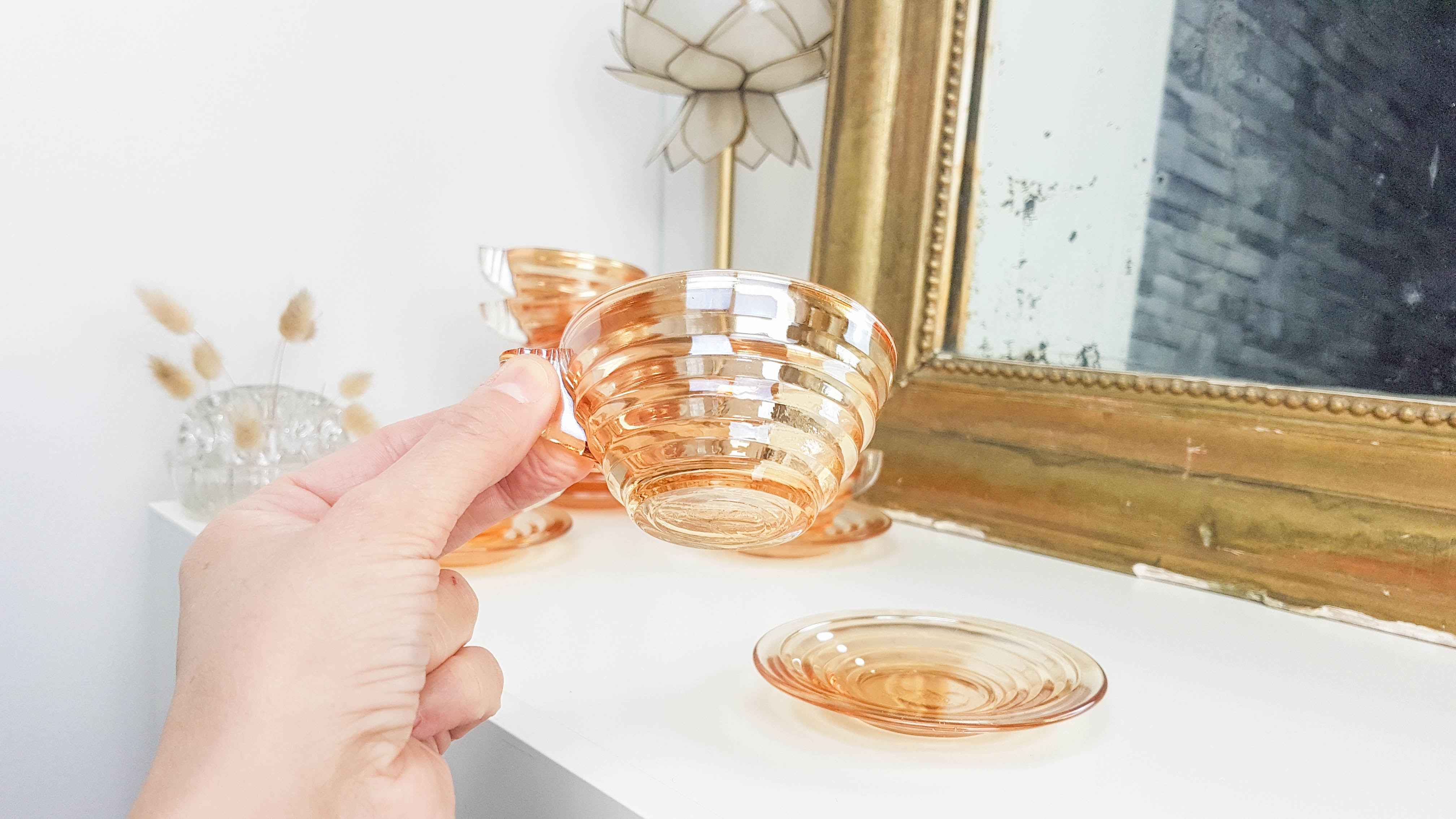 Gondolo coffee service in iridescent glass