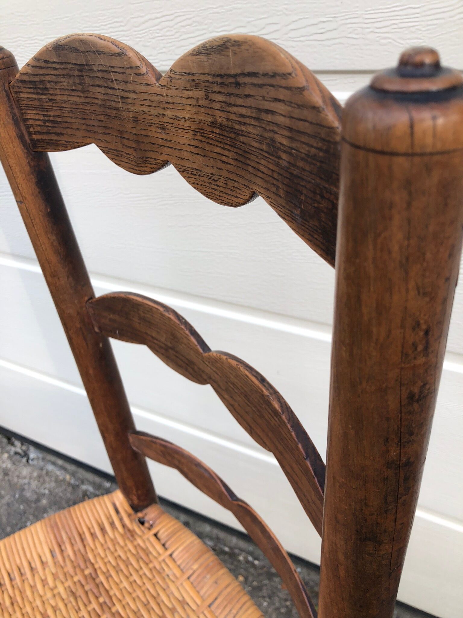 Small old chair wood and straw