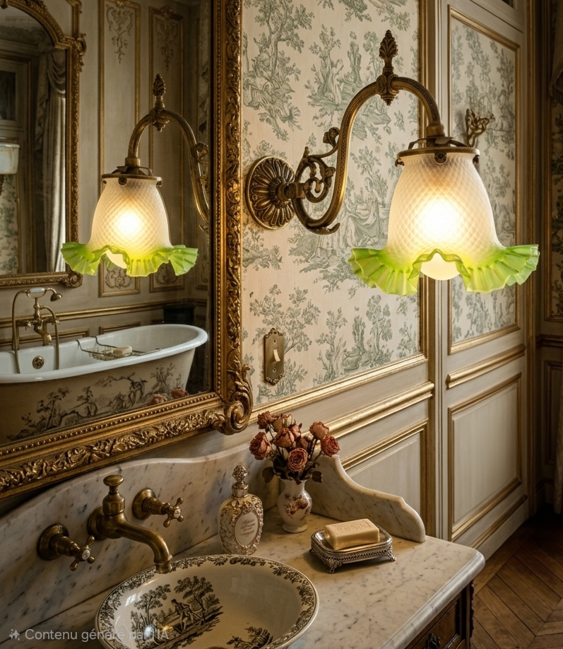 Louis XVI style wall sconce - Chiseled bronze and opaline glass