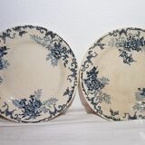 Set of 6 flat earthenware plates from Choisy le Roi model Floreal, iron earth.