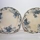 Set of 6 flat earthenware plates from Choisy le Roi model Floreal, iron earth.