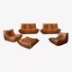 Togo Ensemble de 2 canapés deux places, 2 fauteuils et un pouf en cuir de pin de Dubaï