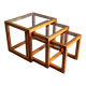 Nesting tables in solid wood and glass – 70s