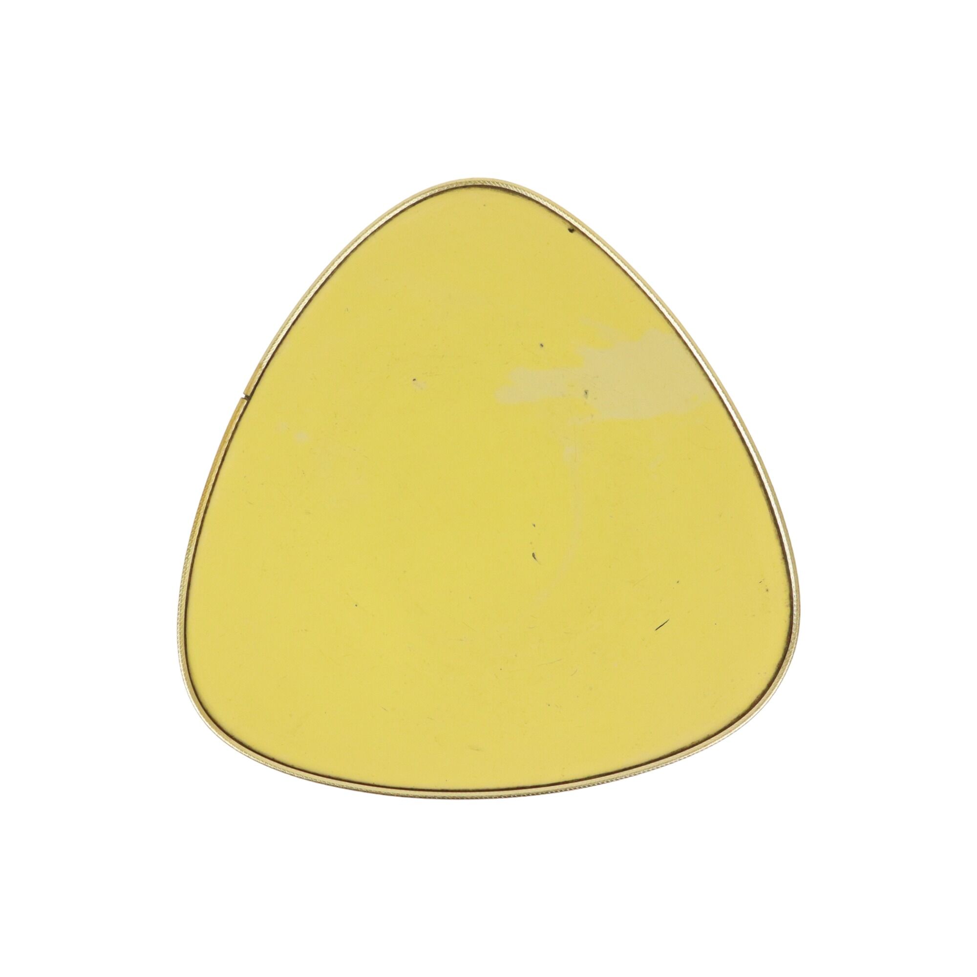 Seventies yellow triangular plant table design formica copper conical