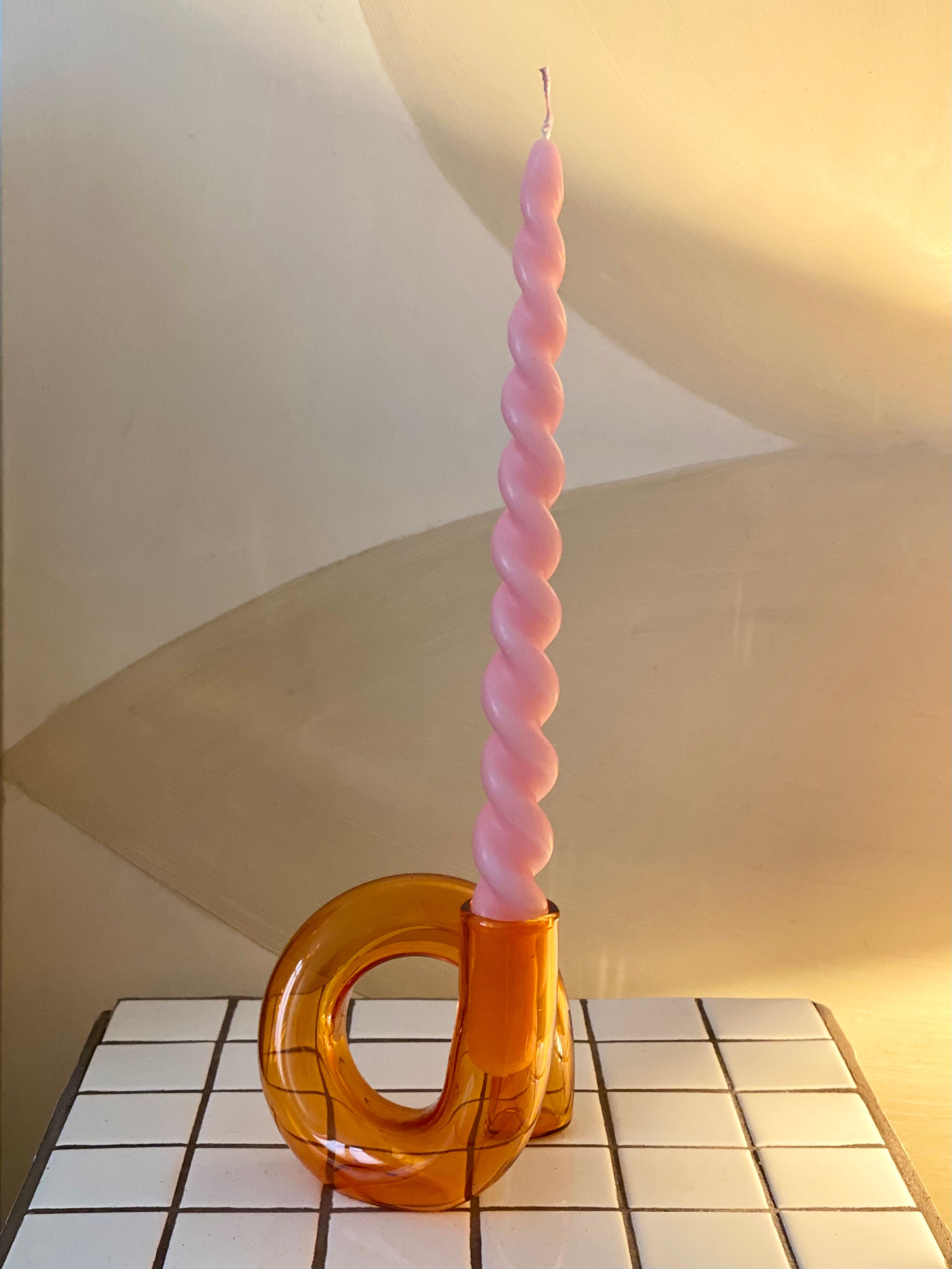 Vase soliflore minimaliste en verre soufflé orange rétro